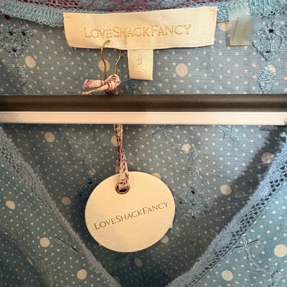 LoveShackFancy Blue Polka Dot Ruffle Dress - Picture 3 of 7